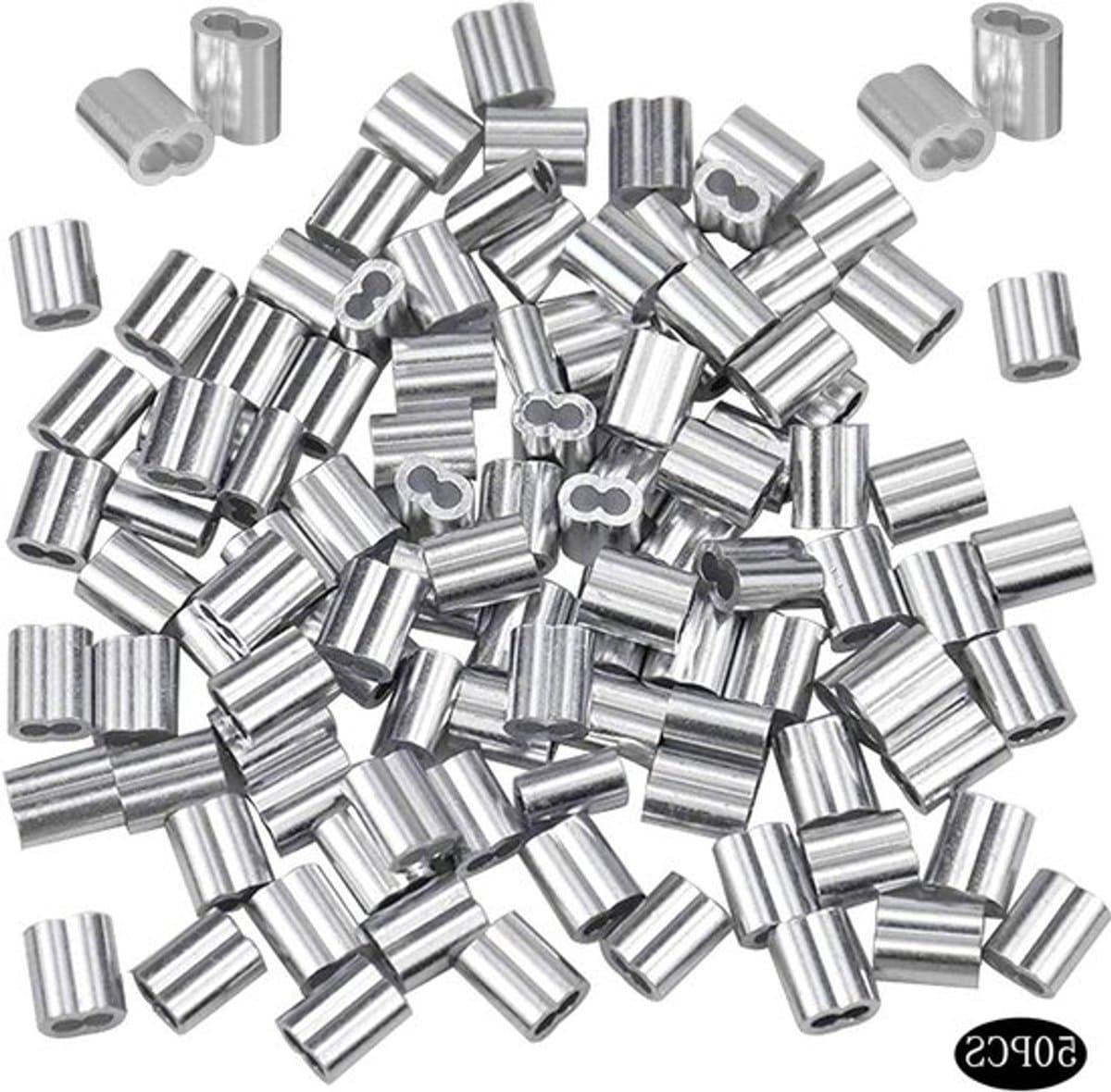 MK Stoer - Draadkabel voor Hondentouw en Waslijn - Aluminium en Staaldraad - 50 Stuks, Geschikt voor Diverse Objecten - Zilverkleurig — afbeelding 1