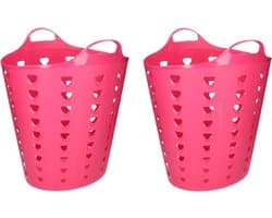 Set van 2x stuks roze wasmand flexibel 60 liter