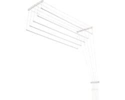 KADAX Plafondwasdroger, wasdroger voor het plafond met 5 stangen, wanddroger met stalen spijlen, plafonddroger, draagvermogen tot 10 kg (wit/130 cm)