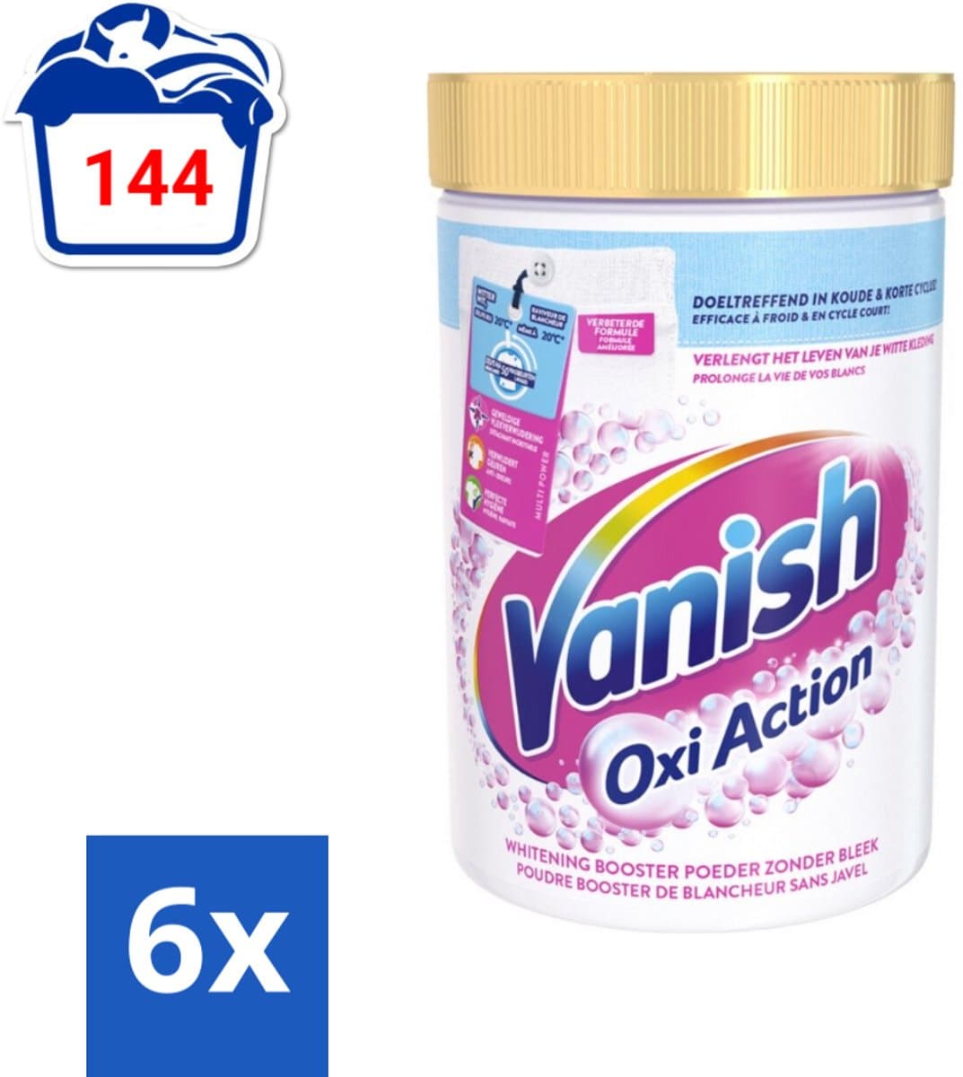 6 x Vanish Oxi Action - Vlekkenverwijderaar Poeder - Witte Was - 710 Gram - Vlekkenverwijderaar - Witte Was - Wasverzachter - Waspoeder - Vlekken Verwijderen — afbeelding 1