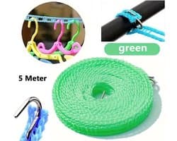 3 Meter Waslijn Met Antislip I Winddicht, Sterk en Verdikt I Voor Binnen En Buiten Drogen I PVC I Groen