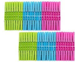 Benson Wasknijpers - 96x stuks - kleurenmix fel - kunststof - 8 cm - was op hangen