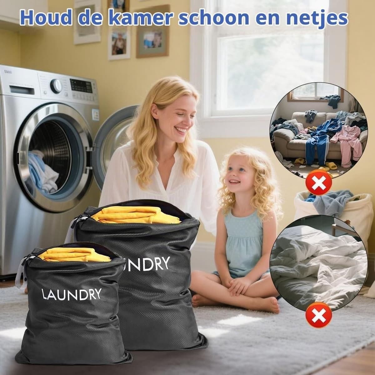 Vouwbare Waterdichte Waszakken voor Vuile Kleding, 2 Stuks met Rits, Ideaal voor Sport en Reizen — afbeelding 1