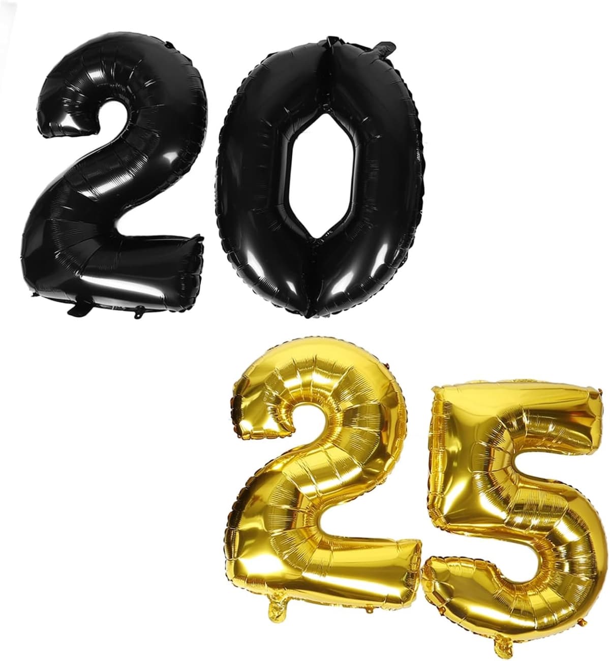 1set Grote Cijfers Ballonnen Zwart Gouden Aluminium Folie Ballonnen Voor Nieuwjaarsfeest Afstudeerfeest Decoraties Eenvoudig Te Inflateren Met Pomp of Machine — afbeelding 1