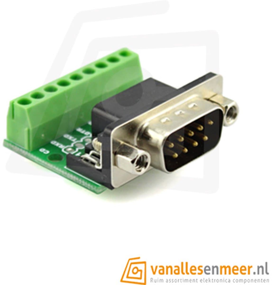 DB9 RS232 Male naar Terminal Blok Adapter – Seriële Breakout — afbeelding 1