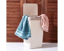 Motek® - Wasmand -Mono Vak met Touch Deksel - 40 L - wasmand met deksel - Wassorteerder - Beige
