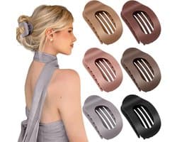 Platte Haarclips voor Vrouwen - 6 Stuks Eendenbekhaarclips - Comfortabele Franse Klauwclip met Sterke Grip