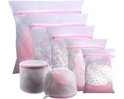 Gigicial Waszakken Van Gaas - Waszak Voor Fijne Was - Bescherming Tegen Klitten En Overloop 7-Stuks - Voor Delicate Kleding Roze