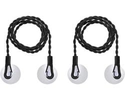 Reiswaslijn - 2 stuks - Uitschuifbare waslijn - Draagbare elastische waslijn - Winddichte hanger voor buiten kamperen - Waslijn - Onzichtbare waslijn - Binnenhuis kamperen en reizen - 1.5 m - Zwart — afbeelding 1