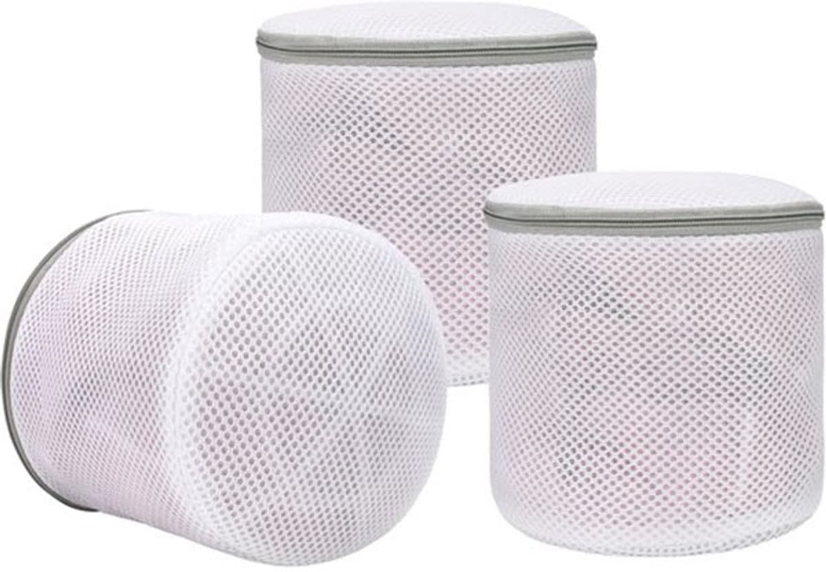 bh-waszakje - 3 stuks - mesh waszakken - 15*17 cm - Anti-Vervorming - wasmachine zakken -- Wasmachine - delicate was - fijnmazige lingerie waszakken - met ritsen - Geschikt voor intiem ondergoed - Cilindrische Ritsen Wasmachinetas - grijs — afbeelding 1