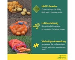 100 Stuks Aardappelzakken Goudgeel met Trekkoord - Grof Gaas voor Fruit, Groenten en Noten - 43 x 60 cm, 12,5 kg Volume