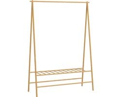 Kledingrek - 116x43,5x160 cm - Met Haken & Planken + Kledingstang - Bamboe - Naturel — afbeelding 1