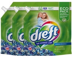 Dreft Vloeibaar Wasmiddel Ochtendfris Navulverpakking 28 Wasbeurten - 3 x 1,26 liter - Voordeelverpakking