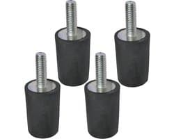 Ronte - Rubberen buffer voor ronde voeten - Set van 4 - M6 schroefdraad - Ø20 mm H: 30 mm - Hardheid 40 - Trillingsisolatie - 132N belasting