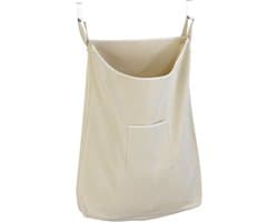 Famanu – Hangende wasmand voor over de deur, stoffen waszak met grote inhoud, ruimtebesparend, beige