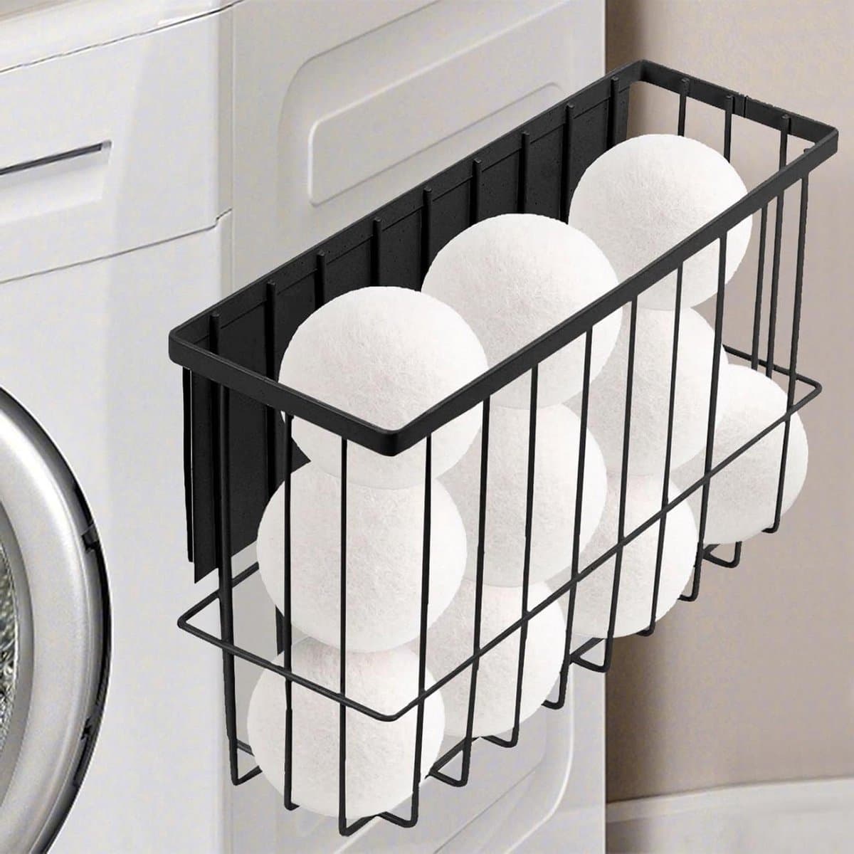 Magnetische balhouder voor droger, opbergplank voor wasmachine, magneetplank voor koelkast - Badkamer, Slaapkamer, Woonkamer, Keuken - Groot formaat - Zwart — afbeelding 1