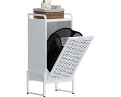 VEEHAUS® Tessi Wasmand - Luxe Wasverzamelmand – Wasbox – Ergonomisch Uitneembare Zak – Metalen Frame van Hoogwaardig Staal - 42 x 35 x 93 cm – Crème — afbeelding 1