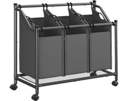 Wasmand – Met wielen – 3x45L – Leigrijs