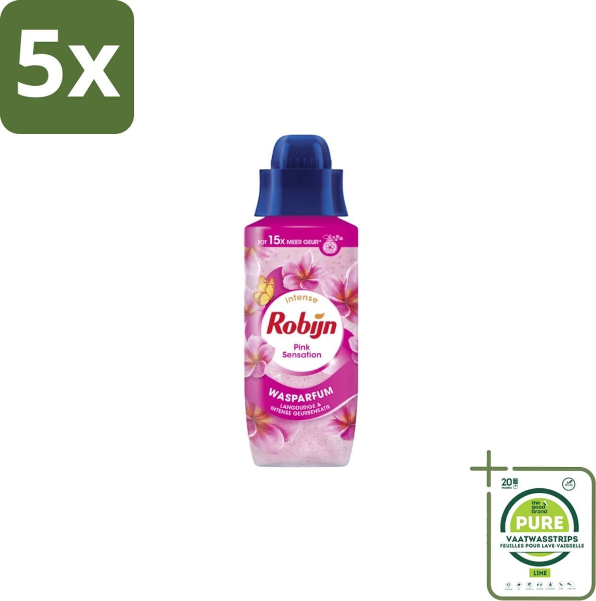 5 x Robijn Wasparfum Pink Sensation 324 ml - Grootverpakking - Wasparfum - Wasgeur - Geurboost - Wasmiddel - Wasgeur Intensief — afbeelding 1