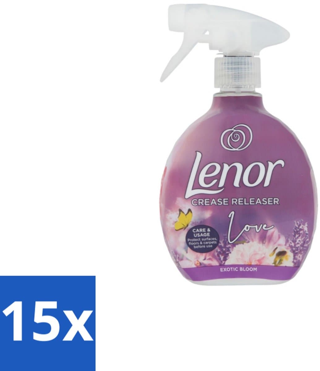 Lenor – Crease Releaser Spray – Love Exotic Bloom – Kreukverwijderaar & Textielverfrisser – 500 ml - Bulkverpakking - 15 stuks — afbeelding 1