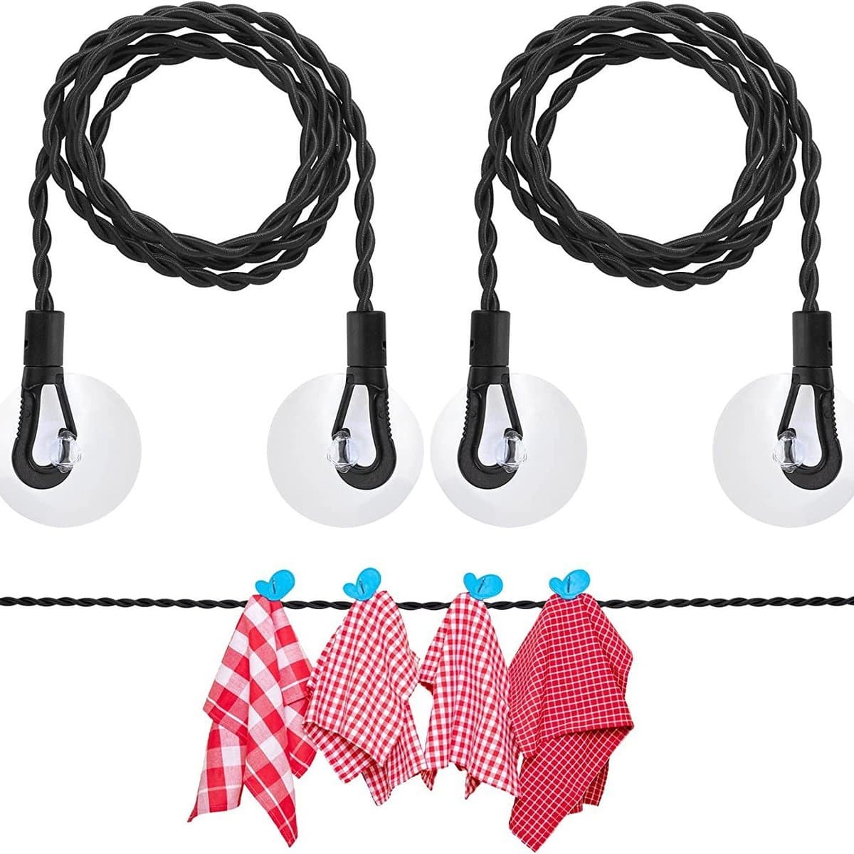 waslijnen met zuignappen, reiswaslijn, draagbare uitschuifbare waslijn, windbestendige waslijn, accessoire voor kamperen binnen en buiten, 1,5 meter. — afbeelding 1