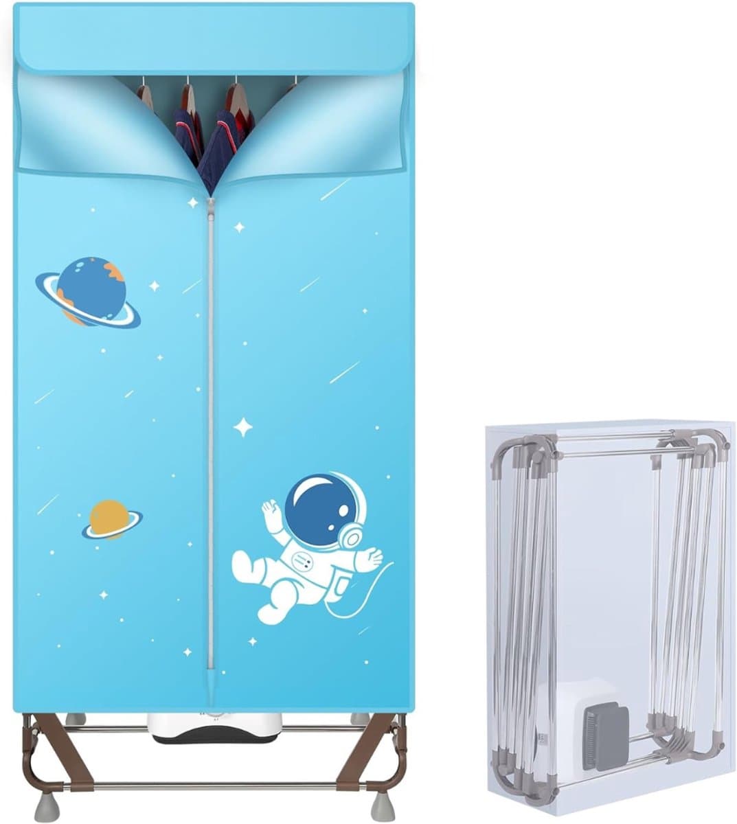 DYNA® Elektrisch Droogrek - Droogrek - Droogrek Elektrisch - 150cm Hoog - 1500W - Lichtblauw - 80cm x 47cm x 170cm — afbeelding 1