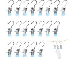 Clips - 20 stuks - 10,5x4 cm - Metalen clips - Wasknijpers - Clips die geen sporen achterlaten - Hoedenclips - Sokkenclips - Elastische clips - Opbergrek - Opbergclips - Haken - Huishoudelijke clips - Geschikt voor kledinghaken, kledingclips, hoeden