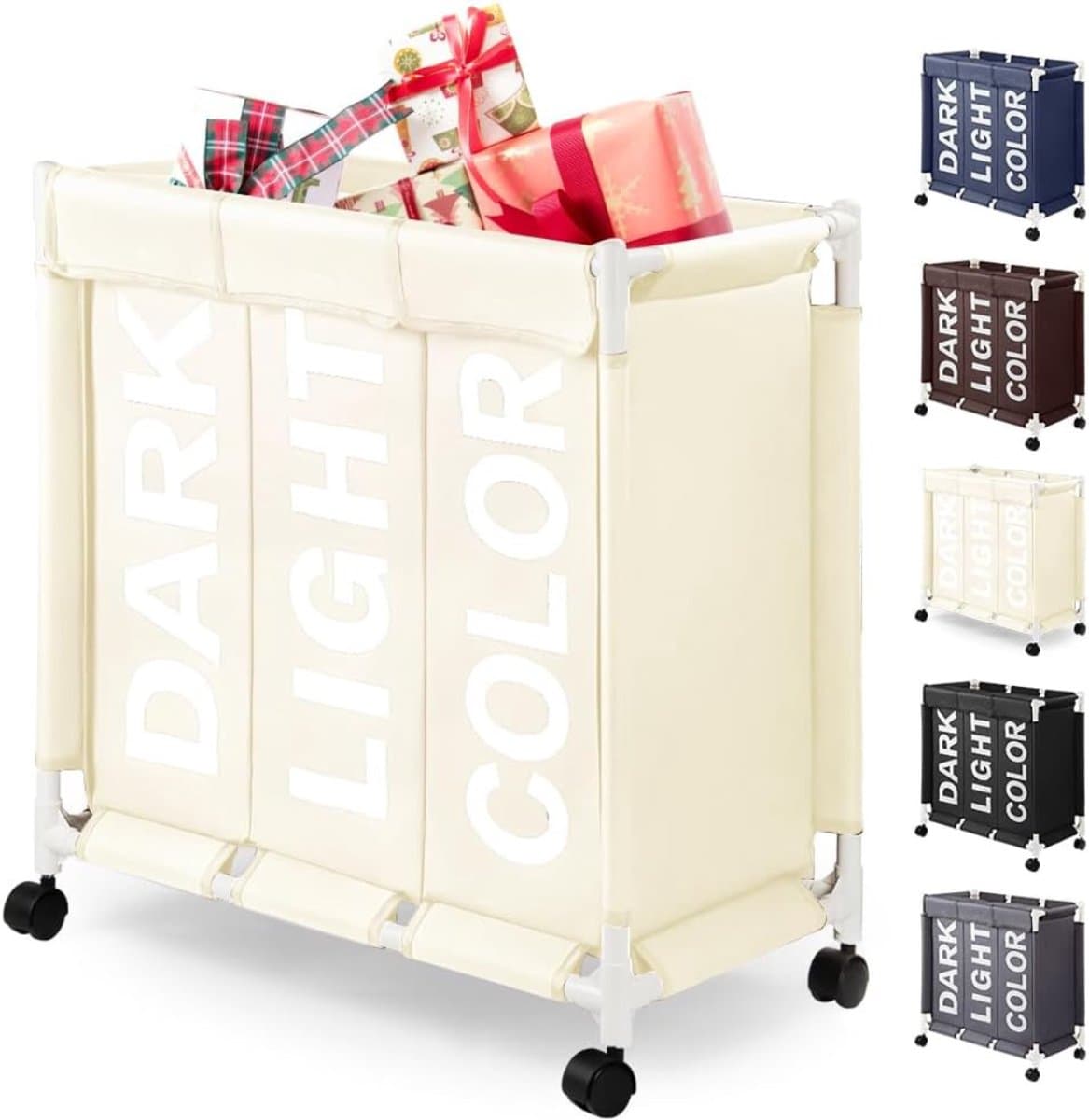 CLVP® Wassorteerder 3 Vaken - Wasmand - Wassorteerder - Beige — afbeelding 1