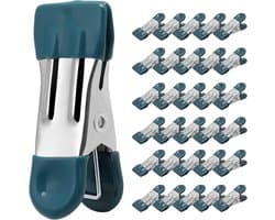 Extra stevige wasknijpers, 30 stuks - 5,5 cm metalen wasknijpers, geschikt voor het drogen van foto's aan de waslijn, sokken, tassen en andere benodigdheden voor de keuken, roestvrij staal met rubberen rand, Pauwgroen