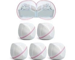 longziming -Set van 6 Waszakken voor Bh's met Ritssluiting - Mesh Ondergoed- en Lingerie Bag (20 cm, Roze)