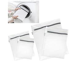 4 stuks Waszak van mesh (2+2)- ritssluiting - waszak voor lingerie - beschermzak voor kleding - 30*40cm-40*50cm - geschikt voor het wassen van delicate kleding, voor thuisgebruik - wit — afbeelding 1