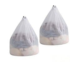 2 stuks waszakken, waszak met trekkoord, fijnmazige zak, speciale waszak met trekkoord, verdikte, vormvaste waszak met trekkoord, waszak van netstof, 30*40cm geschikt voor het wassen van handdoeken/korte mouwen (wit)