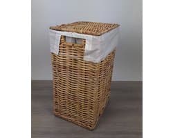 MigoStyling - Wasmand - Met binnenzak - Rechthoek - Riet - Rotan - Naturel - 38x30xH58