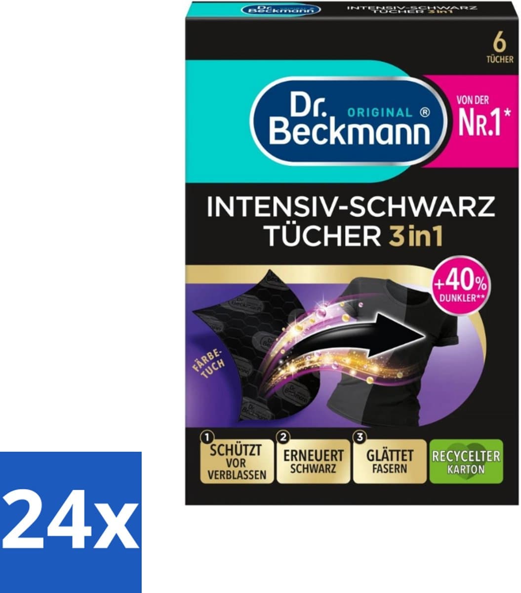 Dr. Beckmann - Kleurverzorging - Intensive Black 2 in 1 - Donkere Was - 6 Doekjes - Voordeelverpakking - 24 stuks — afbeelding 1