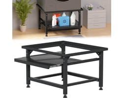 Wasmachine opbouwmeubel Zwart 150 kg belastbaar - 63x54x42cm - Wasmachine Verhoger Met uittrekbaar rek