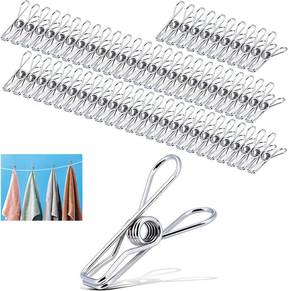 Anti windknijpers - Badlaken Wasknijpers - Handdoek Klemmen - Strandlaken Knijpers - Wasrek Knijpers - Anti-slipclip - huishoudelijke kleding clip - Knijpers voor Wasrek - kleine deken clip - waslijn clip - Rokjesclip - Badlaken Clips - 60 stuks — afbeelding 1