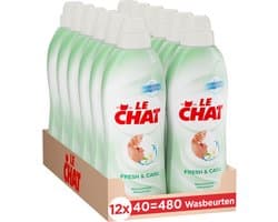Le Chat Wasverzachter - Fresh & Care - Gevoelige Huid - Zachtheid en Comfort - Tegen Huidirritaties - Voordeelverpakking - 12 x 40 Wasbeurten
