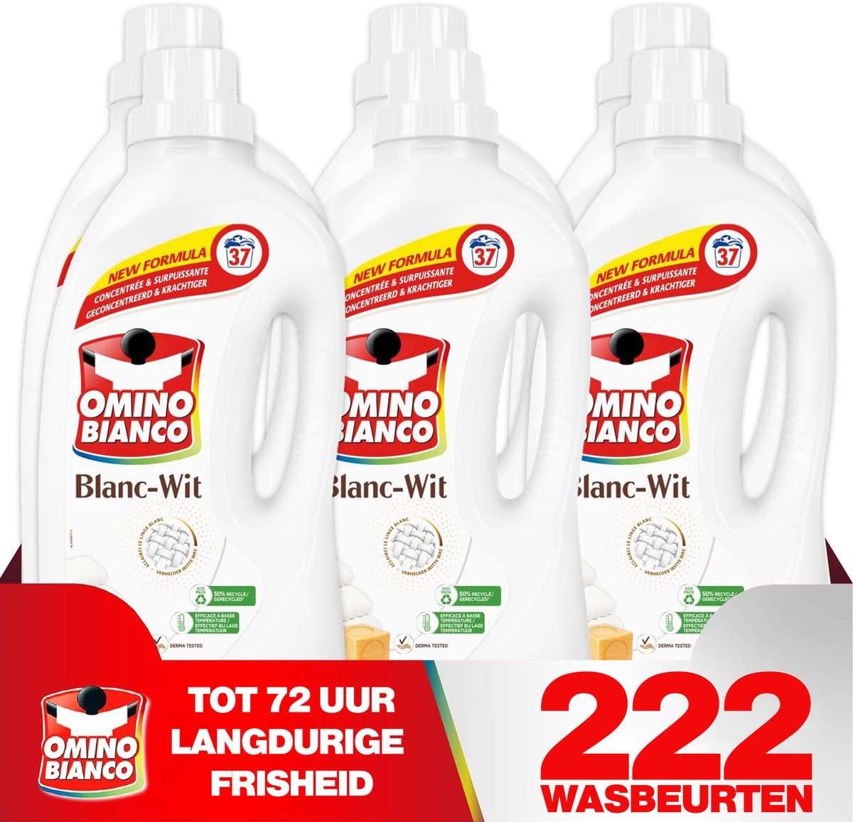 Omino Bianco Blanc - Vloeibaar wasmiddel - Voor witte was - 6 x 1.48 L - Geconcentreerd — afbeelding 1