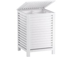 Dubbele Wasmand met Deksel - Bamboe Kledingverdeler - 120L Wit