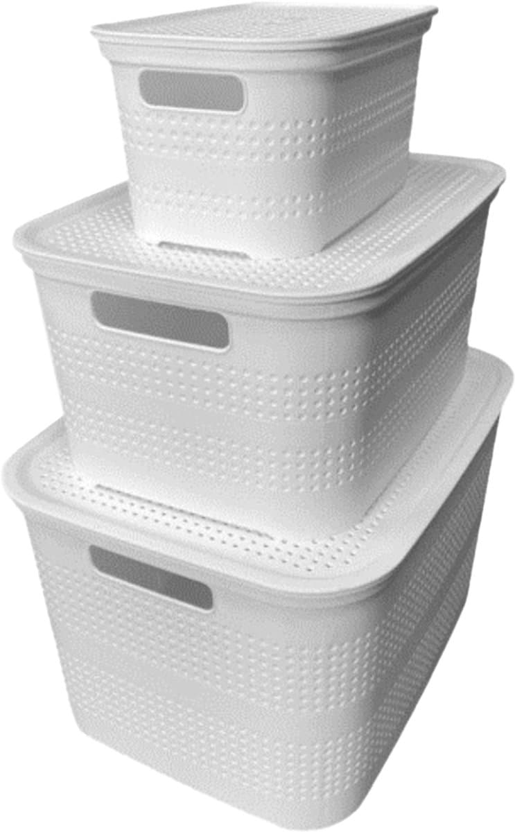 Wasmanden - Set van 3 stuks - 4,5 liter - 12 liter - 25 liter - Wit — afbeelding 1