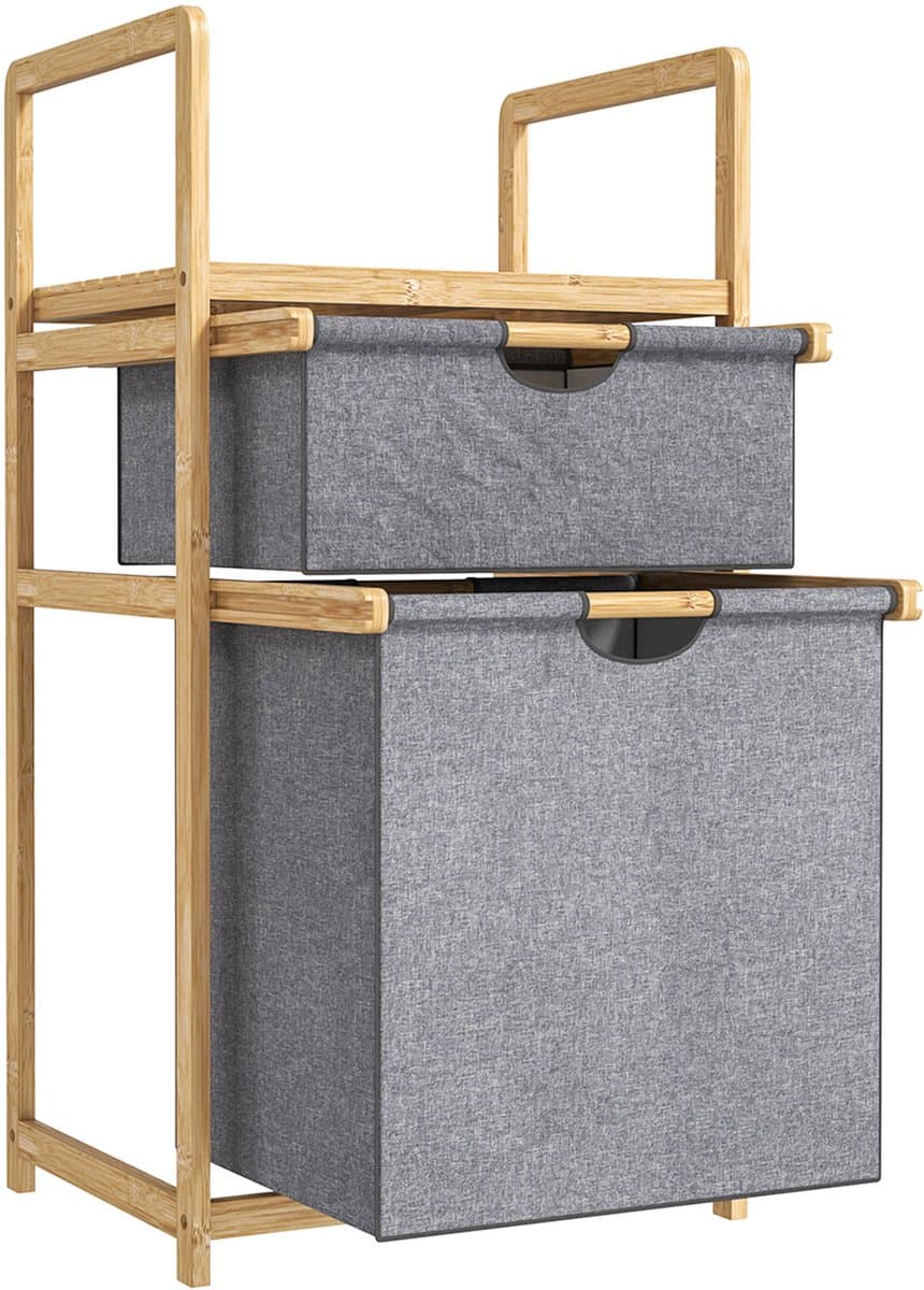 HOMCOM-Wasmand-44x34x84,5cm-Bamboe-Natuurlijk Hout — afbeelding 1