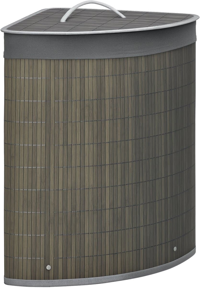 HOMCOM-Wäschekorb-Bambus-38L x 38B x 57H cm-Grau — afbeelding 1