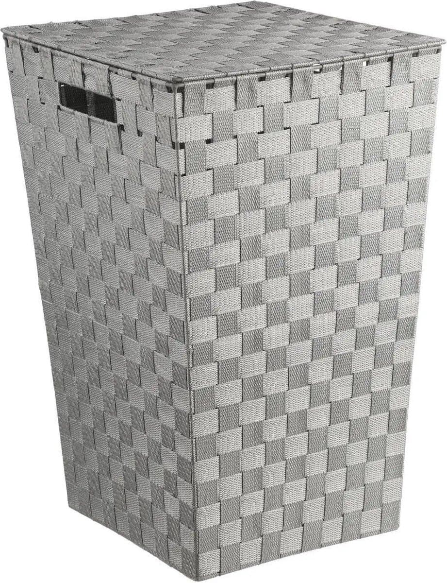 5Five Wasmand gevlochten Rotan - grijs - 57 liter - 33 x 33 x 53 cm - met deksel — afbeelding 1