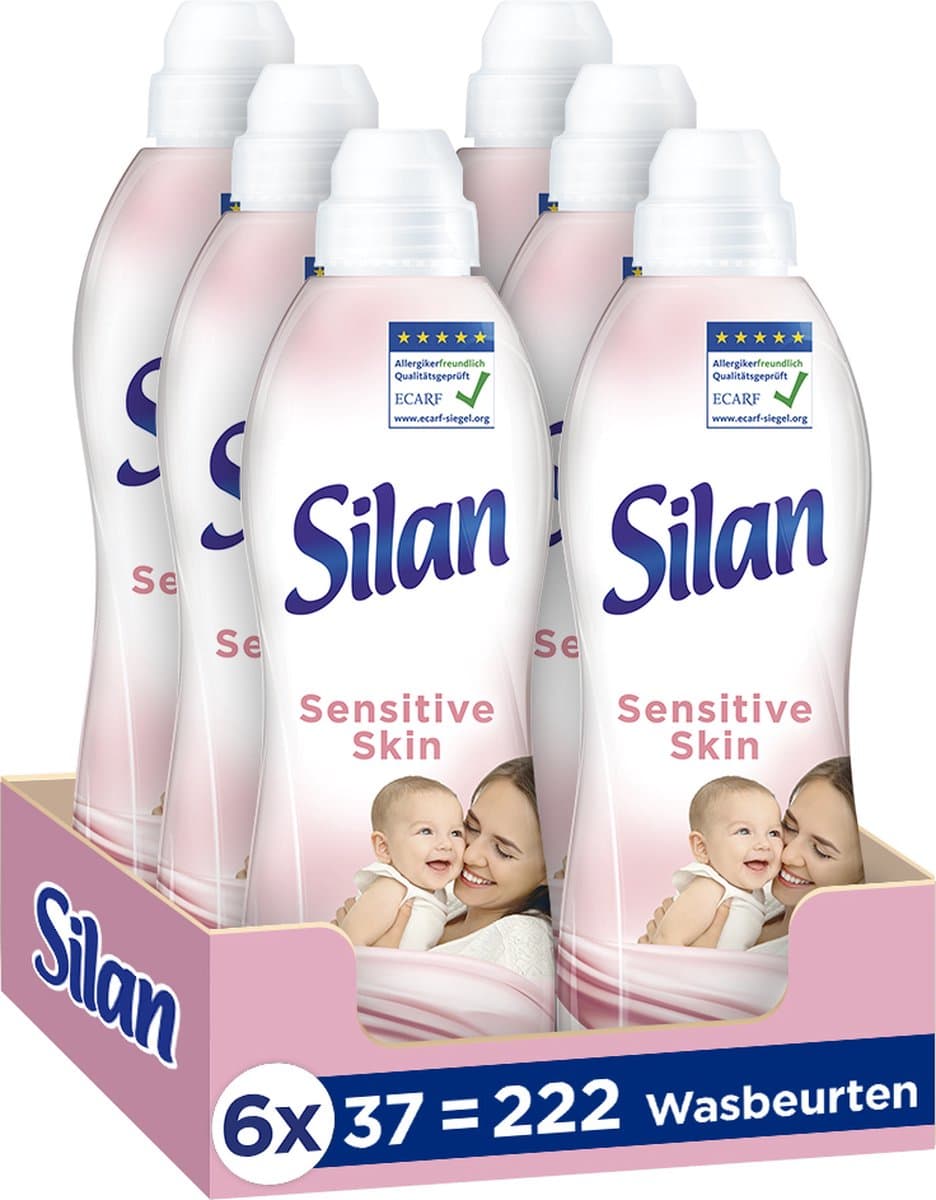 Silan Sensitive Wasverzachter - 6 x 37 wasbeurten - Voordeelverpakking — afbeelding 1