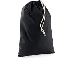 Katoenen canvas opbergzak/waszak met afsluitkoord - 49 x 75 cm - 38 liter - zwart — afbeelding 1