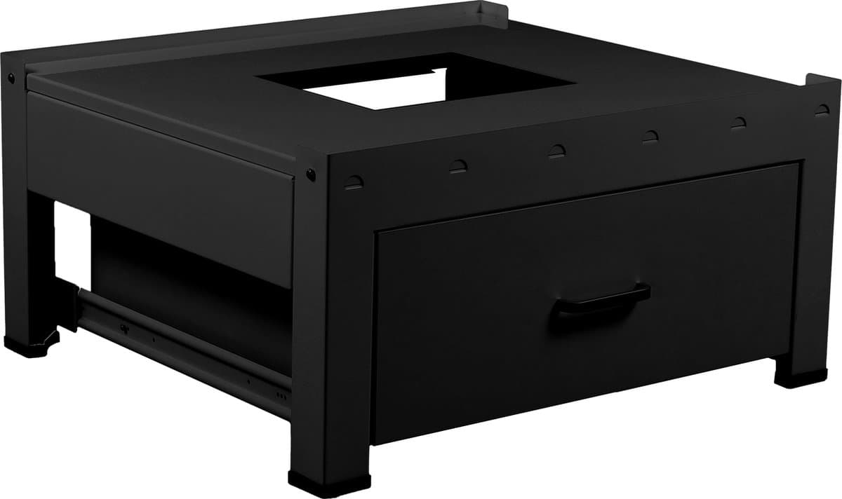Wasmachine verhoger Manon, verstelbaar, met houten lade, zwart — afbeelding 1