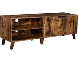 TV-meubel – Met 2 deuren en open vak– breedte 140 cm - op pootjes - bruin