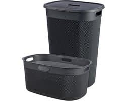 Curver Filo Wasmand met deksel 55L + Wasmand 45L - Antraciet — afbeelding 1