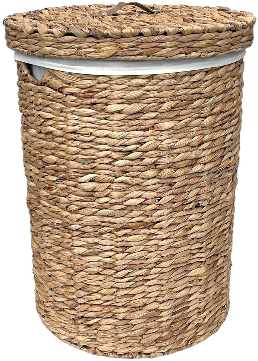 Lavandoux - Wasmand met Deksel - Waterhyacint - Naturel - S: Ø28 x H45 cm — afbeelding 1