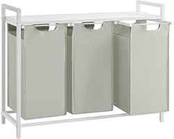 FurnStar Wasmand - Wassorteerder - 3 vakken - Wasmanden - Wassorteerder 3 vaken - 3x 38 L - 114L - Metalen Frame - Stijlvol en Duurzaam- Wit